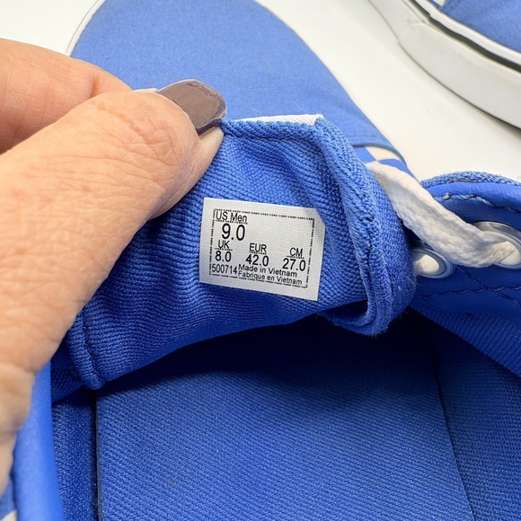 VANS Ward Checker Shoe Mens Size 9 Blue White Old Skool Skateboard Lace Up - Picture 3 of 10